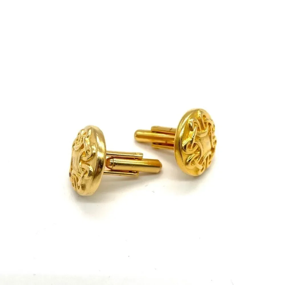 Cuff links Gold tone w/ Nugget Design